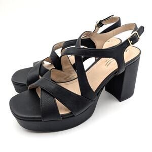 LifeStride Adrianna Slingback Platform Sandals Women's Black Size US7.5M EU38